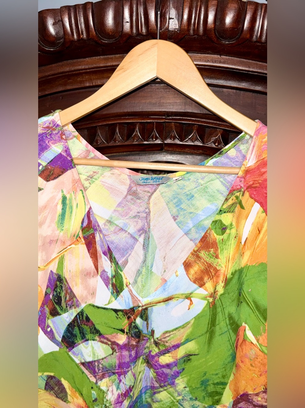 Vintage JAMS World Monstera Pull Over V Neck Dress! - Picture 4 of 8